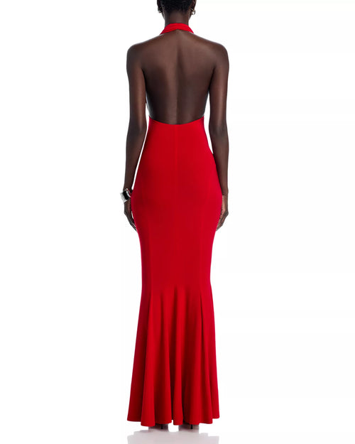 Bold Mermaid Halter Neck Open Back Cutout Bodice Floor Length For Sale Prom Dress