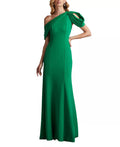 Bold Mermaid One-Shoulder Draped-Sleeve Open-Back Floor-Length Prom Dress
