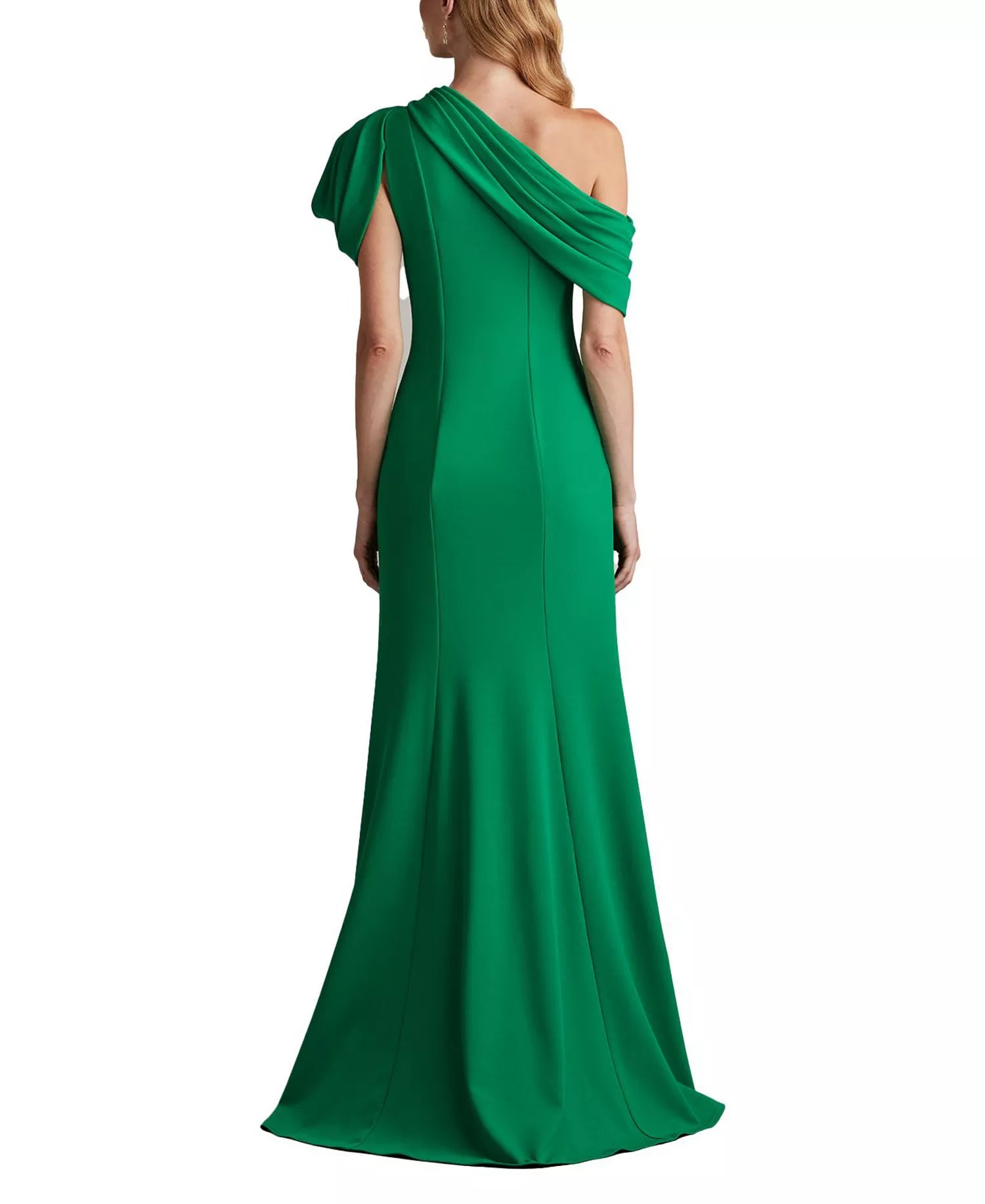 Bold Mermaid One-Shoulder Draped-Sleeve Open-Back Floor-Length Prom Dress