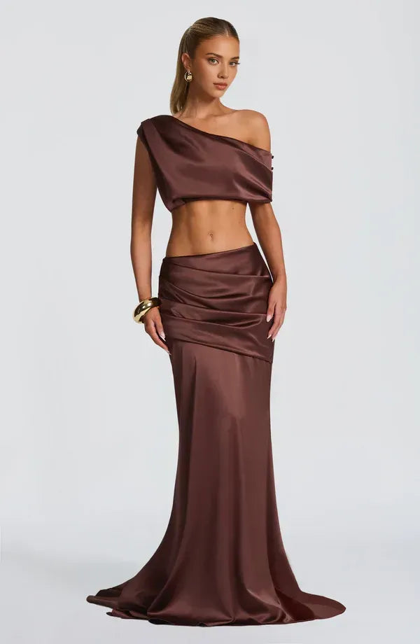 Bold Mermaid One Sleeveless Cutout Back Train Floor Length For Ladies Evening Dress