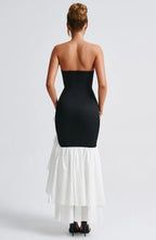 Bold Mermaid Strapless Sleeveless Back Zipper High Slit Asymmetrical Floor Length For Ladies Prom Dress