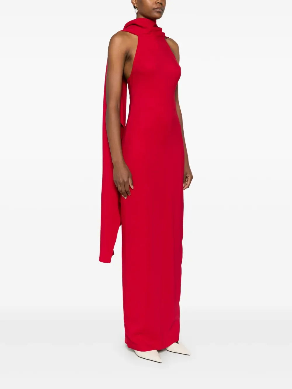 Bold Sheath Halter Neck Cape Sleeve Open Back Floor Length For Ladies Prom Dress