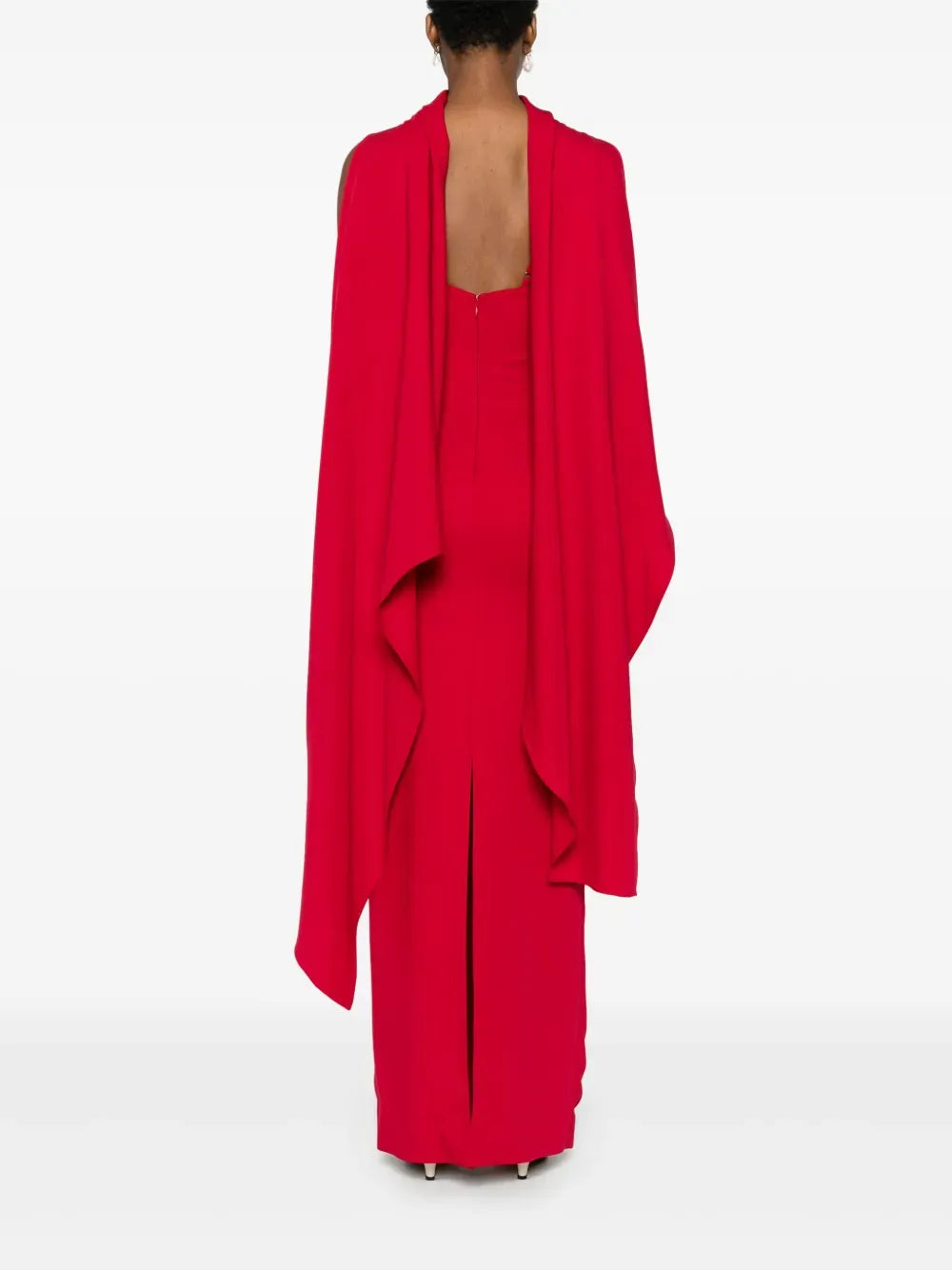 Bold Sheath Halter Neck Cape Sleeve Open Back Floor Length For Ladies Prom Dress