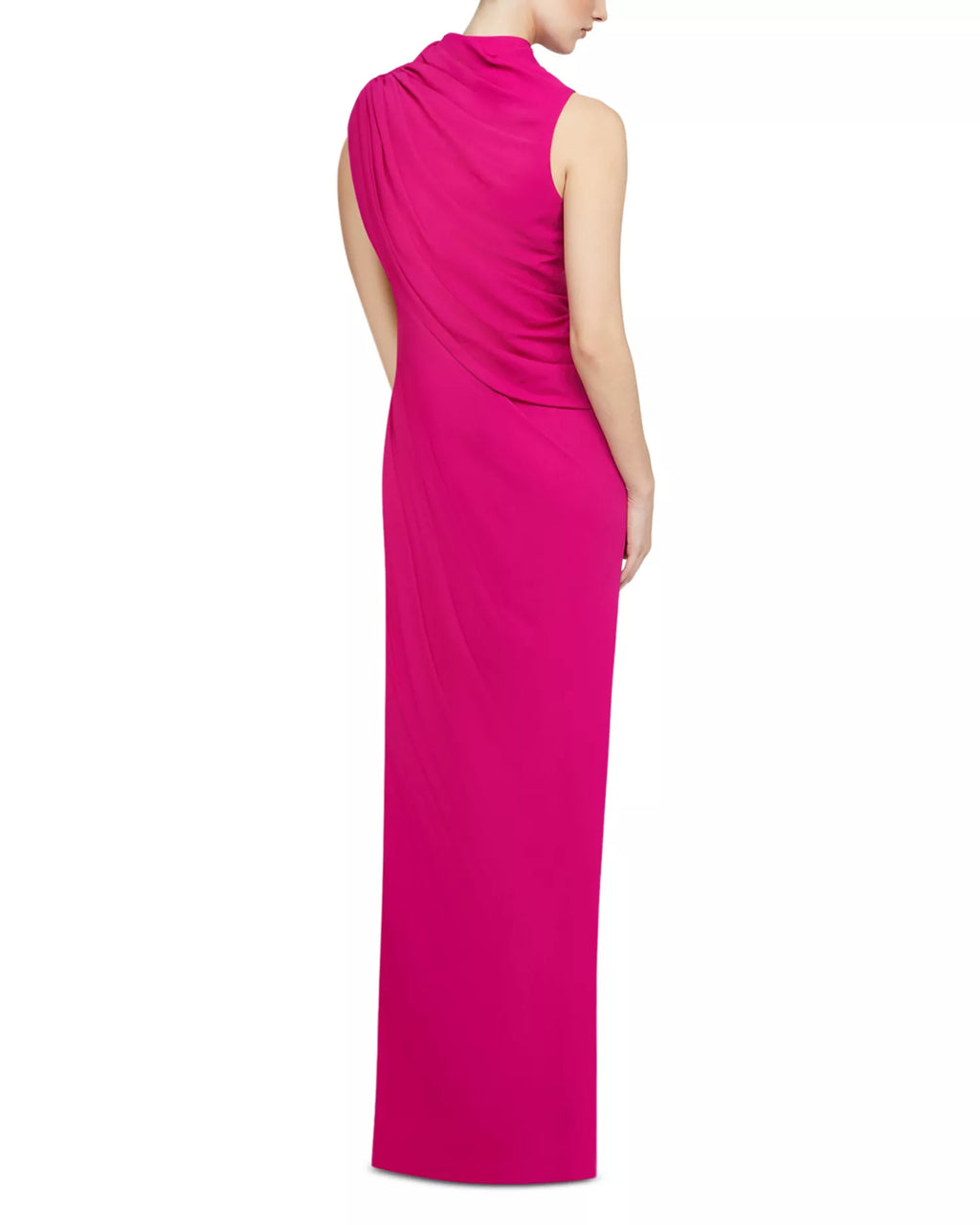 Bold Sheath Mock Neck Sleeveless Draped Bodice Floor Length For Women Prom Dress