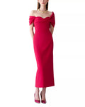 Bold Sheath Off the Shoulder Short Sleeve Midi Length For Women Prom Dress