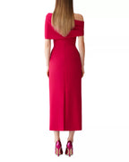 Bold Sheath Off the Shoulder Short Sleeve Midi Length For Women Prom Dress