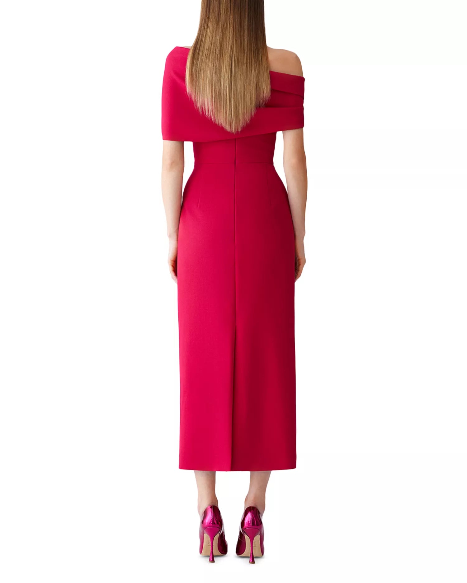 Bold Sheath Off the Shoulder Short Sleeve Midi Length For Women Prom Dress