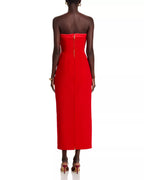 Bold Sheath Strapless Sweetheart Neck Zipper Back Slit Midi For Women Prom Dress
