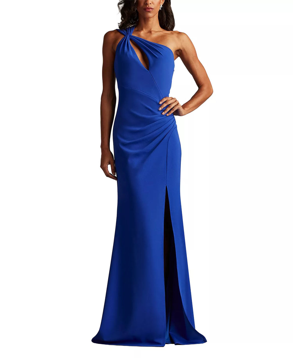 Bold Trumpet One Shoulder Sleeveless Ribbed Back Train Length Hot Sale Prom Dress