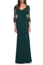 Breathtaking Mermaid V Neck Three Quarter Sleeve Lace Back Floor Length Evening Dress