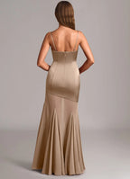 Bridesmaid Dresses Luxe Satin Chiffon Strapless Convertible Spaghetti Strap Mermaid Flounce Gown