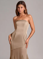 Bridesmaid Dresses Luxe Satin Chiffon Strapless Convertible Spaghetti Strap Mermaid Flounce Gown