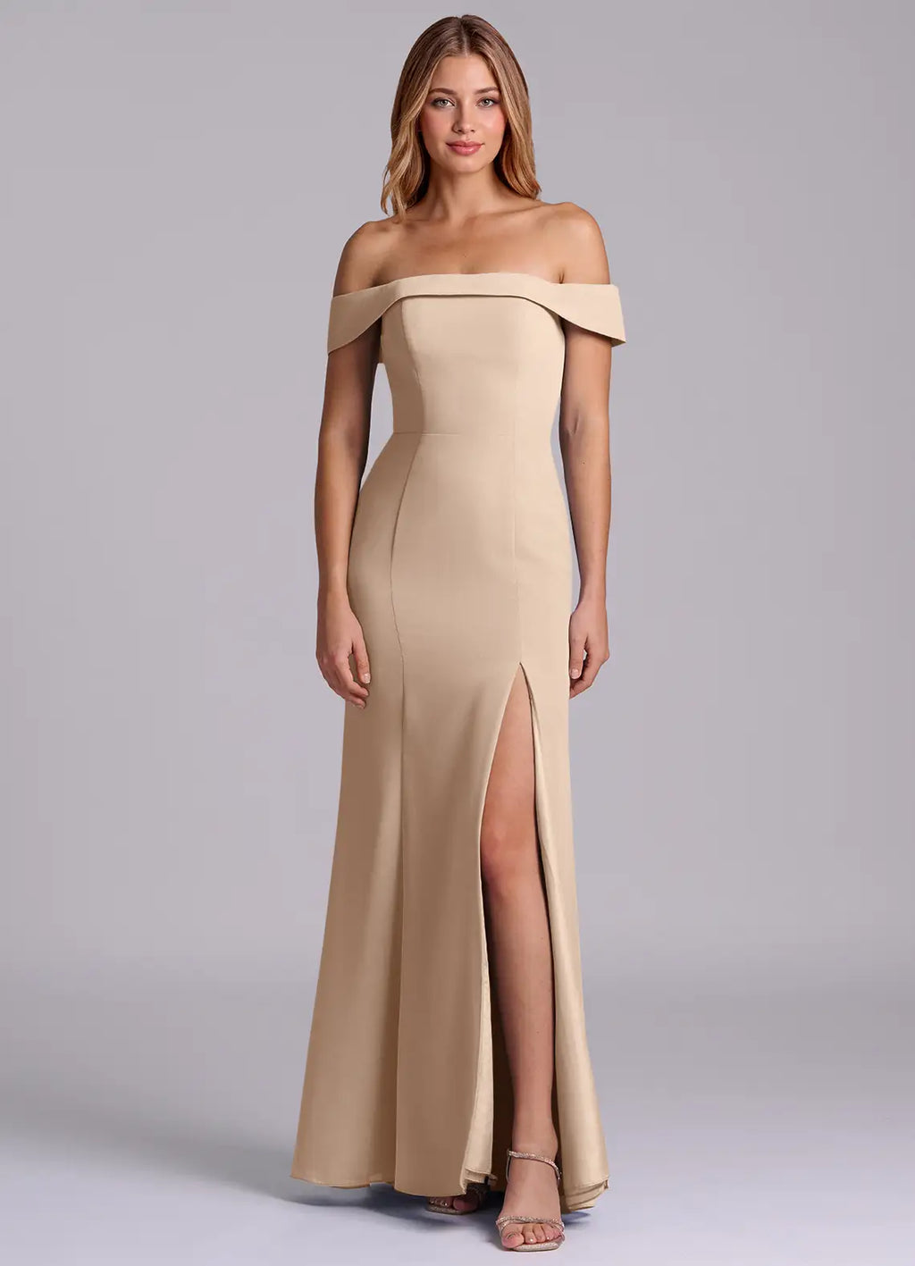 Bridesmaid Dresses Modern Off-Shoulder Band Neck Adjustable Spaghetti Strap Mermaid High Slit Floor-Length