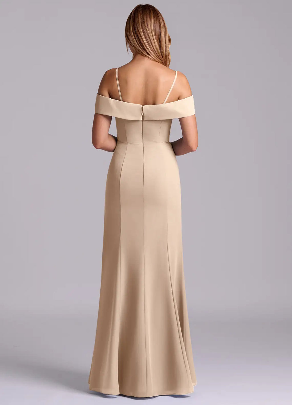 Bridesmaid Dresses Modern Off-Shoulder Band Neck Adjustable Spaghetti Strap Mermaid High Slit Floor-Length