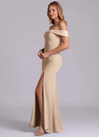 Bridesmaid Dresses Modern Off-Shoulder Band Neck Adjustable Spaghetti Strap Mermaid High Slit Floor-Length