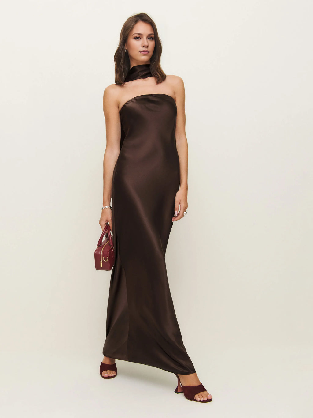 Dress Simple Strapless Sleeveless Mermaid Prom Dress Maxi Dress Backless A-Line Evening Dress With Scarf