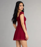 Budget A-line Square Neck Cap Sleeve Short-Mini Homecoming Dress