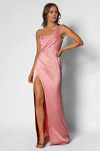 Budget Fitted One Shoulder Sleeveless Floor-Length Prom Dress