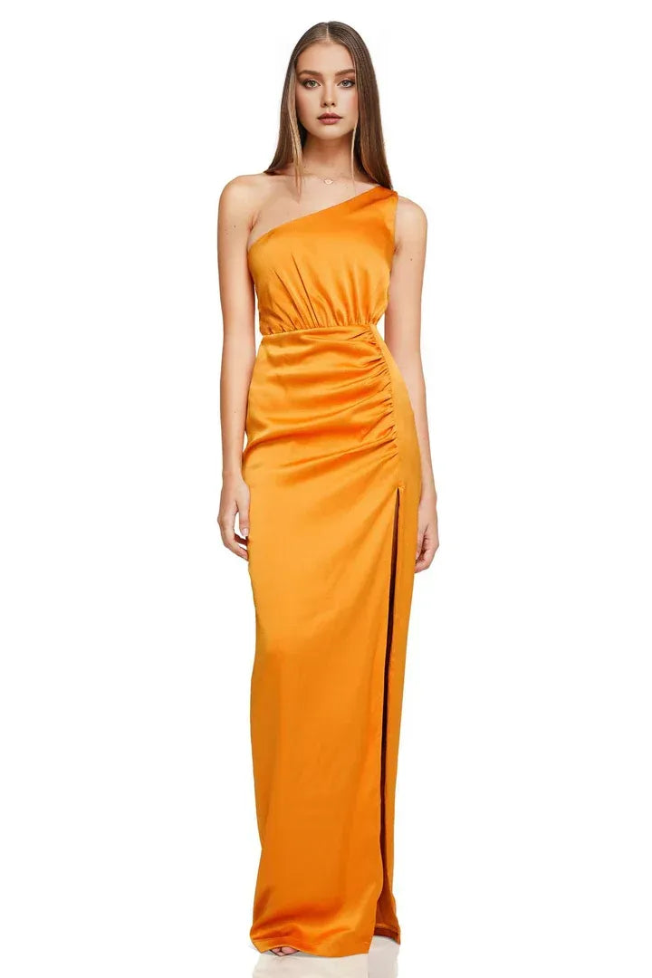 Budget Sheath/Column One Shoulder Sleeveless Floor-Length Prom Dress