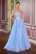 Glitter A-Line Strapless Sweetheart Corset-Back Floor-Length Prom Dress