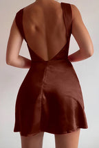 Minimalist A-Line/Princess Cowl Neck Sleeveless Open back Short-Mini Homecoming Dress
