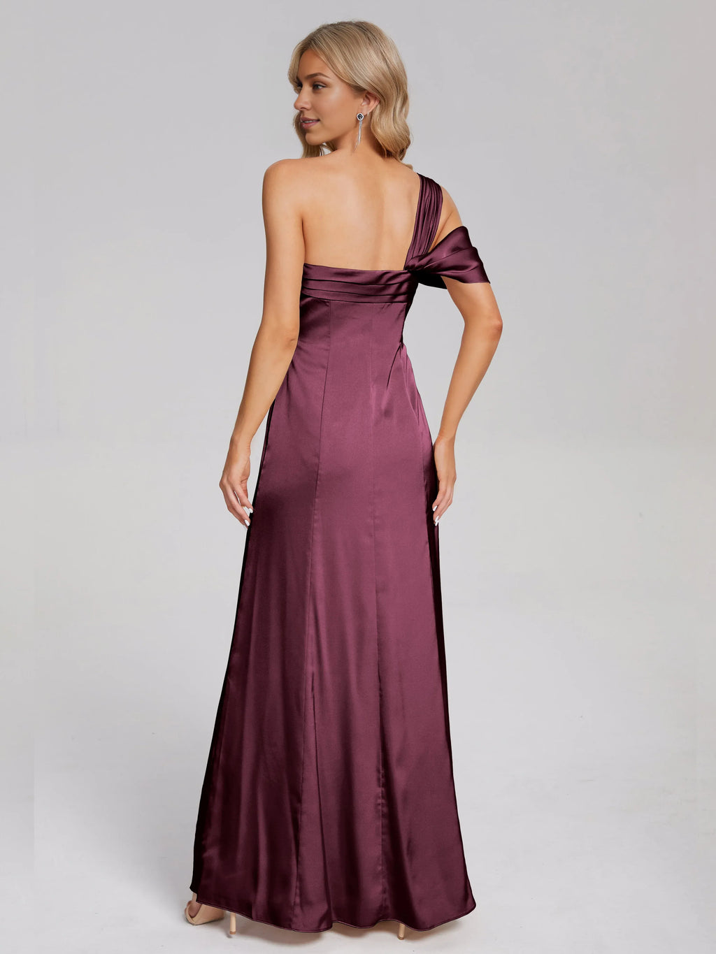 Column/Sheath One Shoulder Sleeveless Backless Floor Length Prom Dress