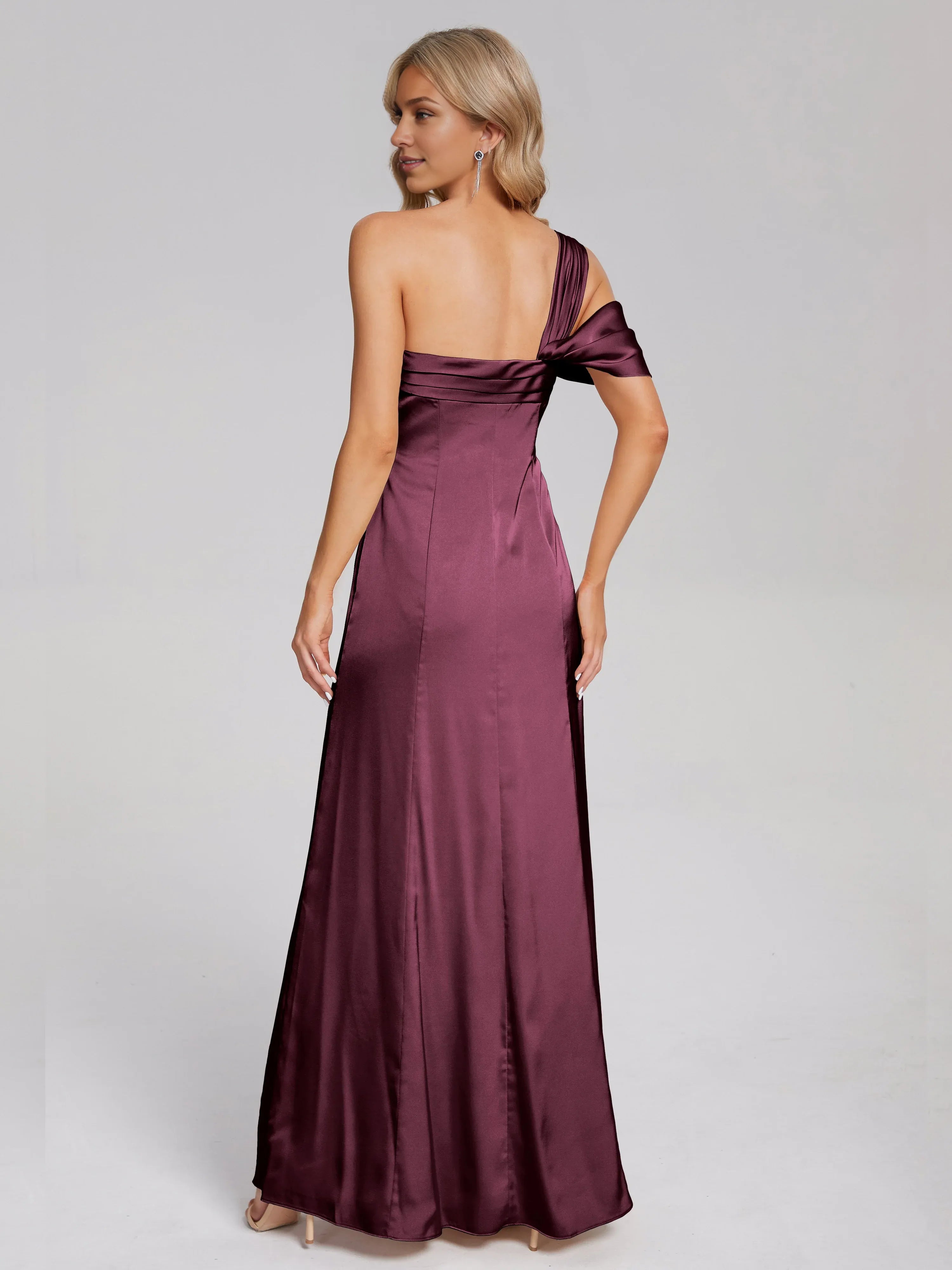 Column/Sheath One Shoulder Sleeveless Backless Floor Length Prom Dress