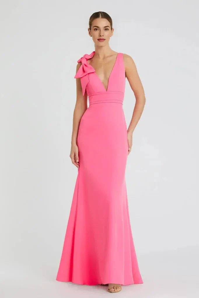 Mermaid/Trumpet V Neck Sleeveless V Back Floor-Length Prom Dress