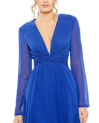 Captivating A Line Plunge Neck Long Sleeve Zipper Back Floor Length Evening Dress
