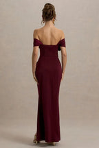 Captivating Mermaid Off Shoulder Draped Sleeve Ruched Side Floor Length Evening Dress