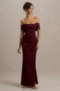 Captivating Mermaid Off Shoulder Draped Sleeve Ruched Side Floor Length Evening Dress