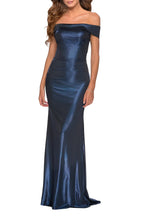 Captivating Mermaid Off Shoulder Short Sleeve Ruched Back Floor Length Evening Dress