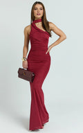 Captivating Mermaid One Shoulder Sleeveless Draped Back Floor Length Plus Size Evening Dress