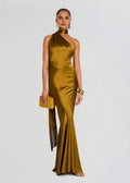 Captivating Mermaid One Shoulder Sleeveless Fringe Accent Floor Length Plus Size Evening Dress