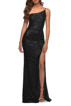 Captivating Mermaid One Shoulder Sleeveless Open Back Floor Length Evening Dress