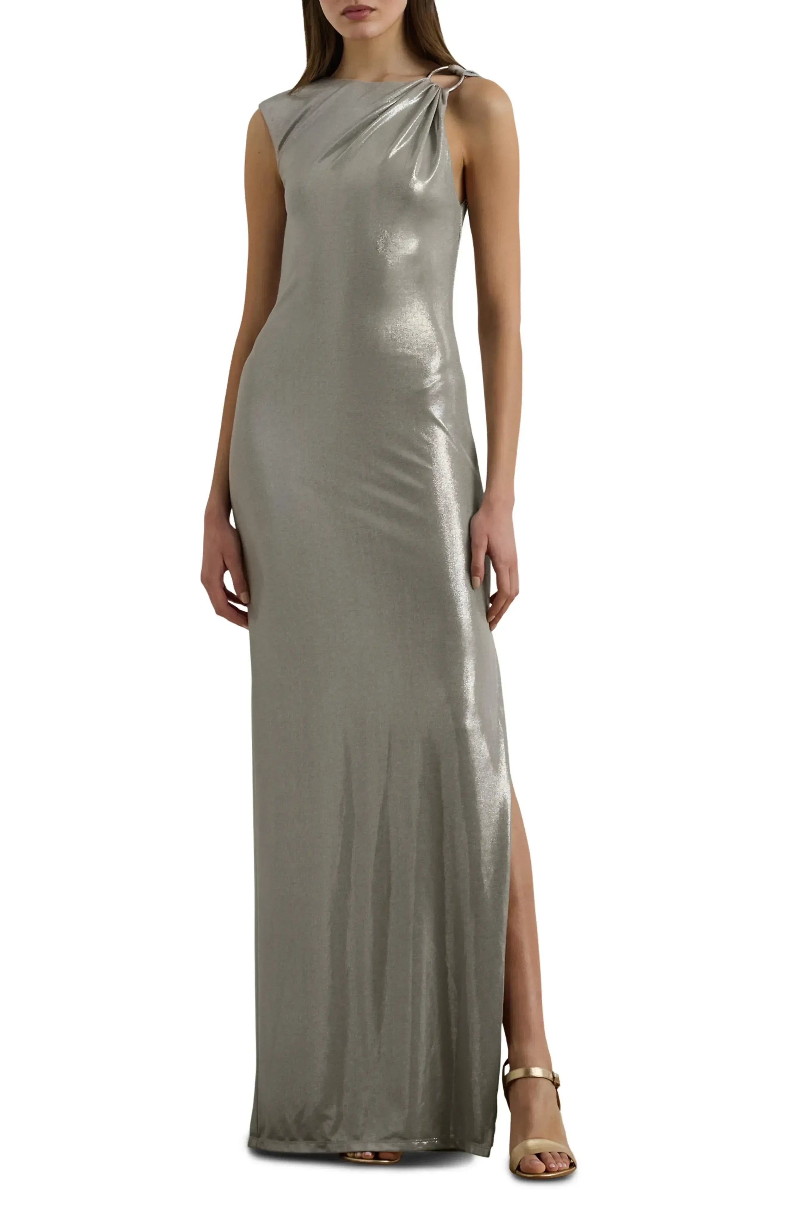 Captivating Sheath Asymmetric Neck Sleeveless Zipper Back Floor Length Evening Dress