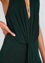 Captivating Sheath Halter Neck Sleeveless Open Back Floor Length Plus Size Prom Dress