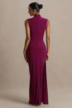 Captivating Sheath High Neck Sleeveless Knot Front Floor Length Evening Dress