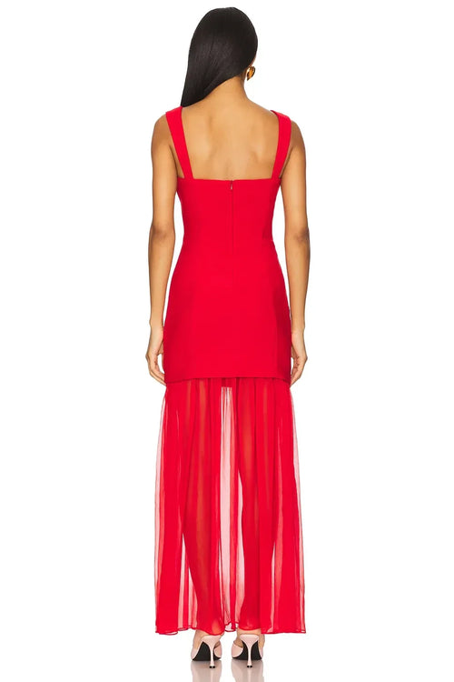 Robe de Soirée Fourreau Longue sans Manches Col Carré Zip au Dos Envoûtante