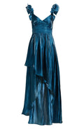 Casual A-Line Ruffle Shoulder Sleeveless High-Low-Length Prom Dress