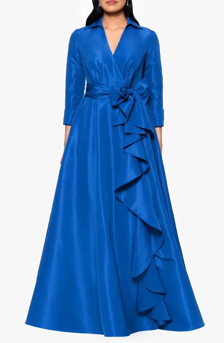 Casual A-Line Shirt Collared Long Sleeve Floor-Length Mother of the Bride Dress