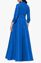 Casual A-Line Shirt Collared Long Sleeve Floor-Length Mother of the Bride Dress