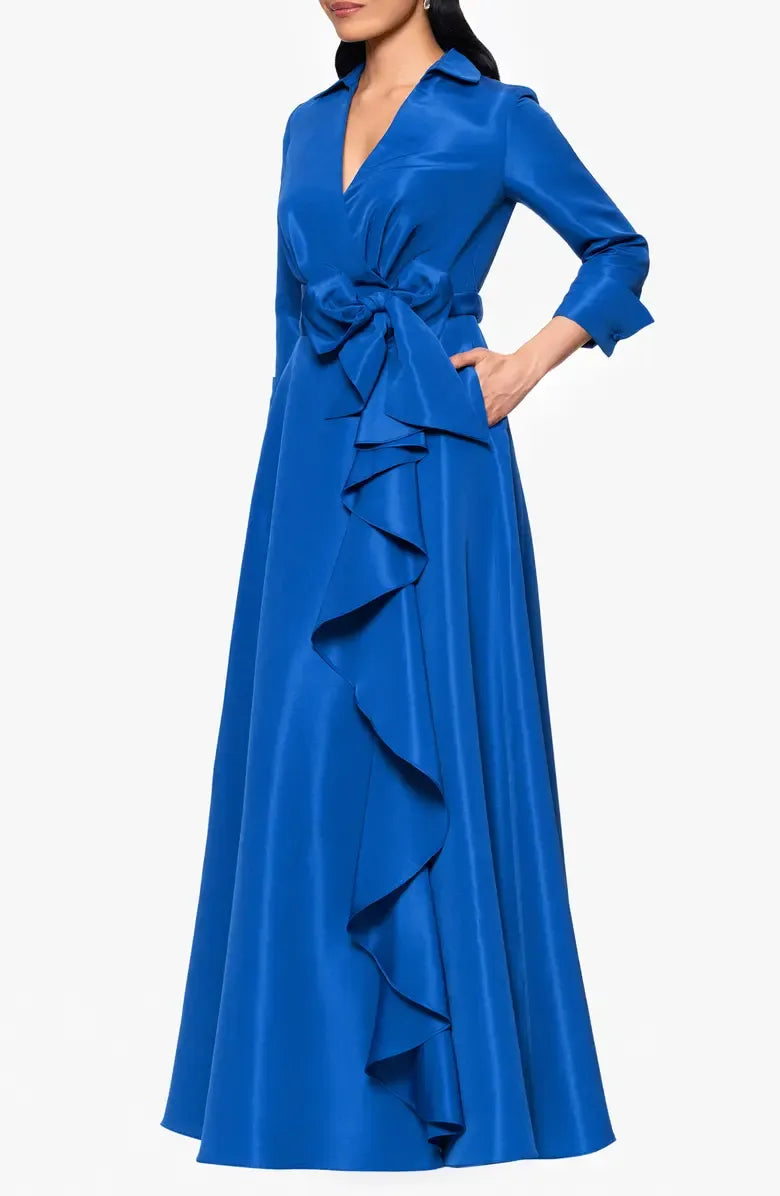 Casual A-Line Shirt Collared Long Sleeve Floor-Length Mother of the Bride Dress