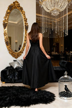 Casual A-Line Spaghetti Strap Sleeveless Backless Floor-Length Prom Dress