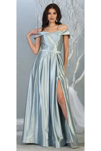 Casual A-line Off the Shoulder Sleeveless Backless Floor-Length Prom Dress