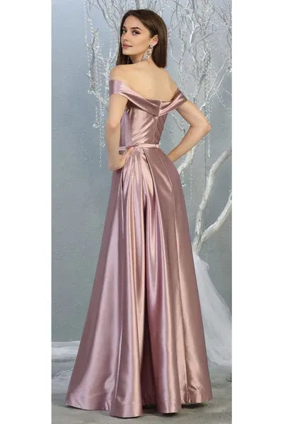 Casual A-line Off the Shoulder Sleeveless Backless Floor-Length Prom Dress