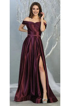 Casual A-line Off the Shoulder Sleeveless Backless Floor-Length Prom Dress