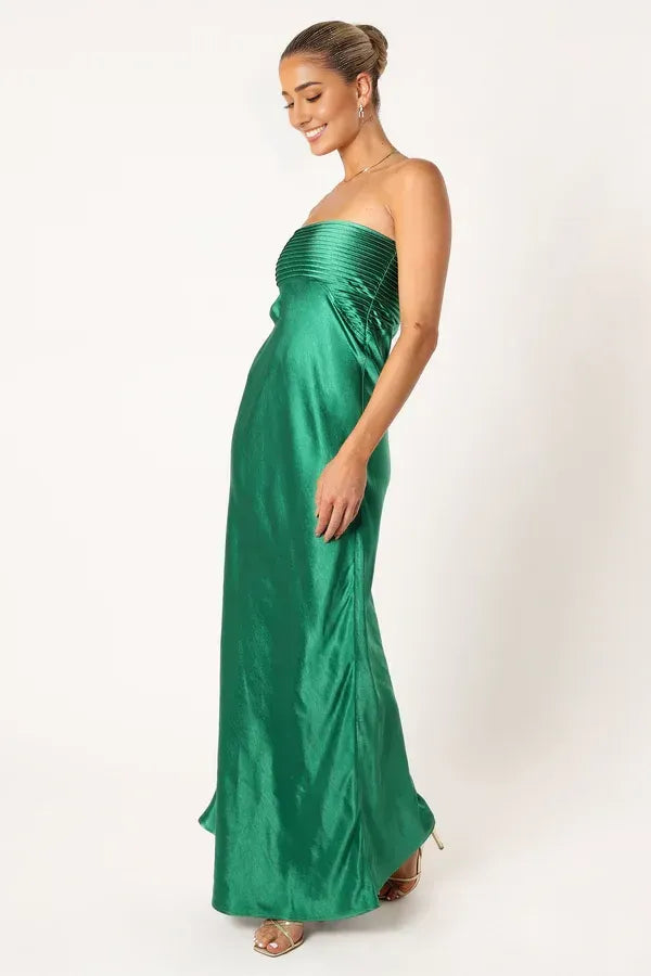 Casual Column Strapless Neck Sleeveless Backless Floor-Length Prom Dress