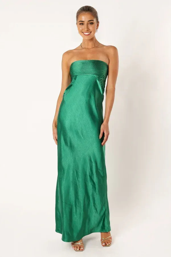 Casual Column Strapless Neck Sleeveless Backless Floor-Length Prom Dress