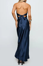 Casual Fitted Halter Neck Sleeveless Floor-Length Prom Dress